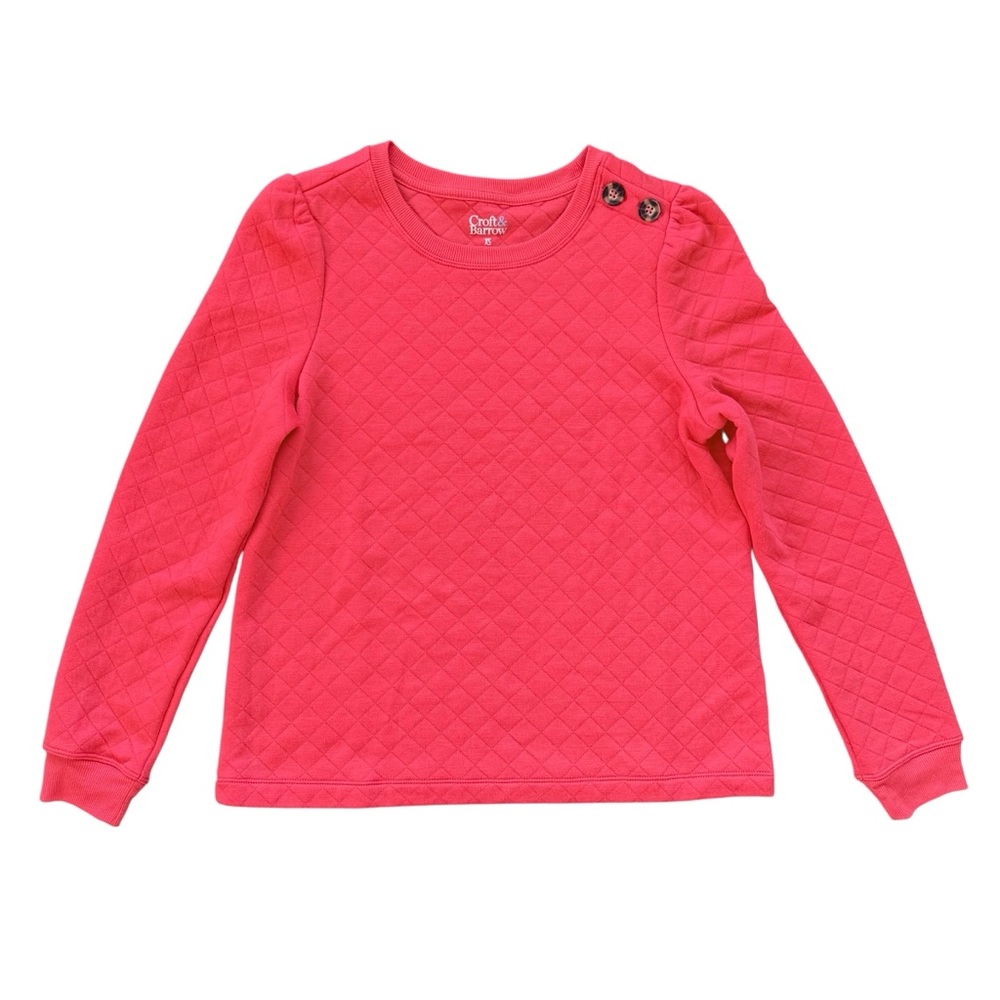 Croft & Barrow Women’s Quilted Red Coral Long Sleeve Top Sweater Shirt Size XS